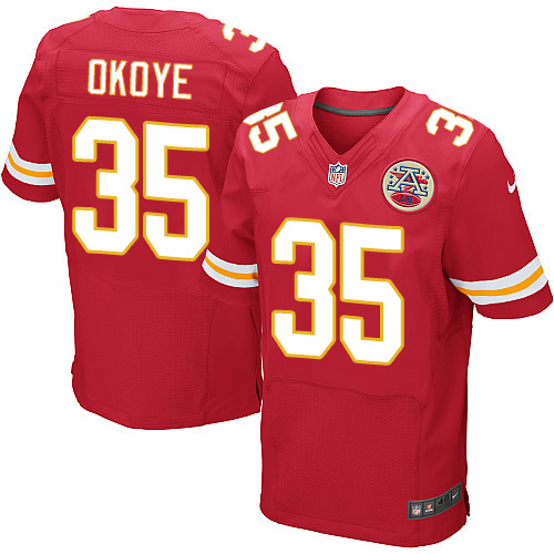 Men's Elite Christian Okoye Nike Jersey Red Home - #35 NFL Kansas City Chiefs